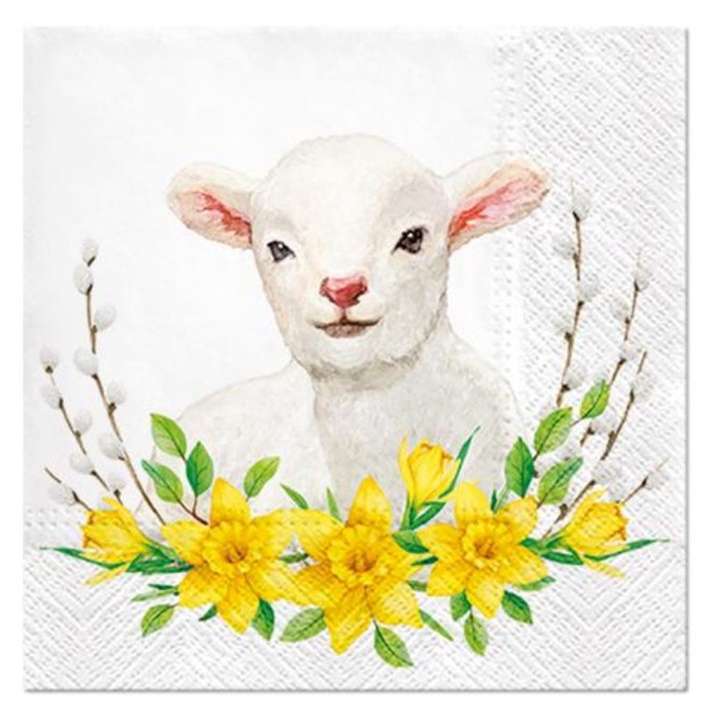 Decoupage szalvéták Lamb with Wreath - 1 db