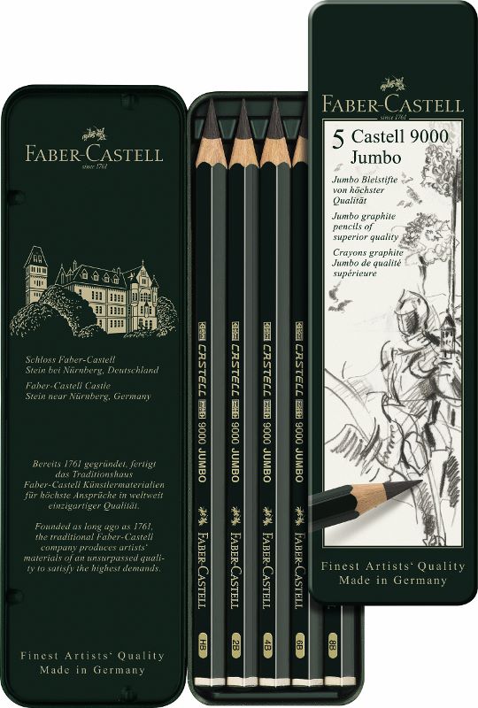 CASTELL 9000 Jumbo ceruzák 5 db -fém doboz