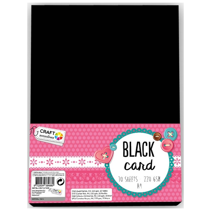 Craft Sensations A4 Black kreatív karton  - 10 lapos