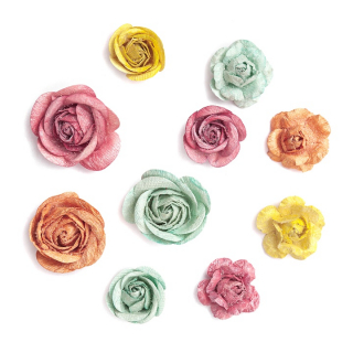 3D papír rózsák Boho / 10 darabos készlet