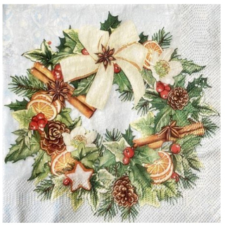 Decoupage szalvéta Painted Christmas Wreath - 1 db