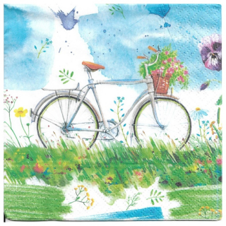 Decoupage szalvéták Watercolour Bicycle - 1 db