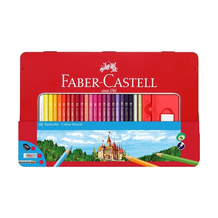 Színes ceruza Faber-Castell szett 48 szín fém tartóban