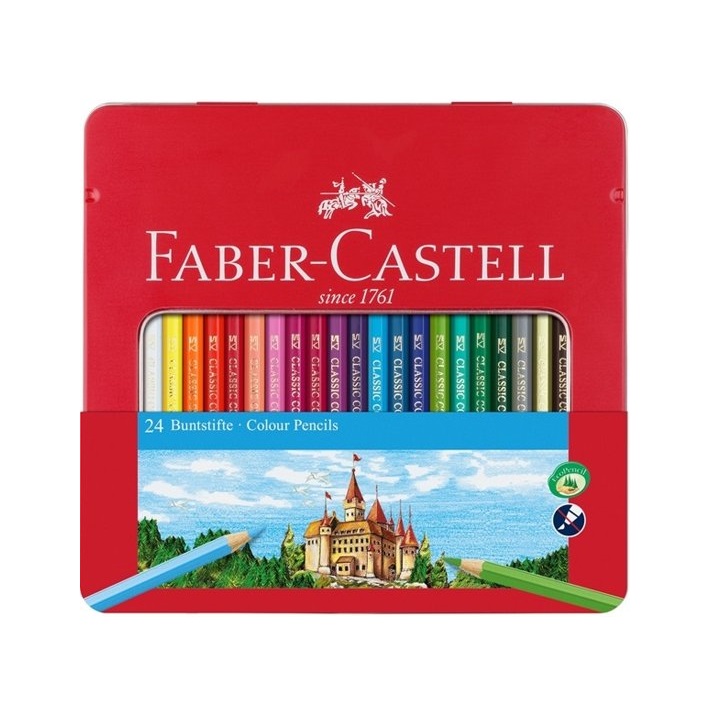 Pasztellceruzák Faber-Castell szett 24 szín fém tartóban