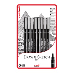 UNI PIN fineliner filctollak készlete Draw and Sketch 8 db